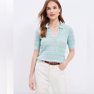 Ann Taylor LOFT Mint Green Textured Knit Top